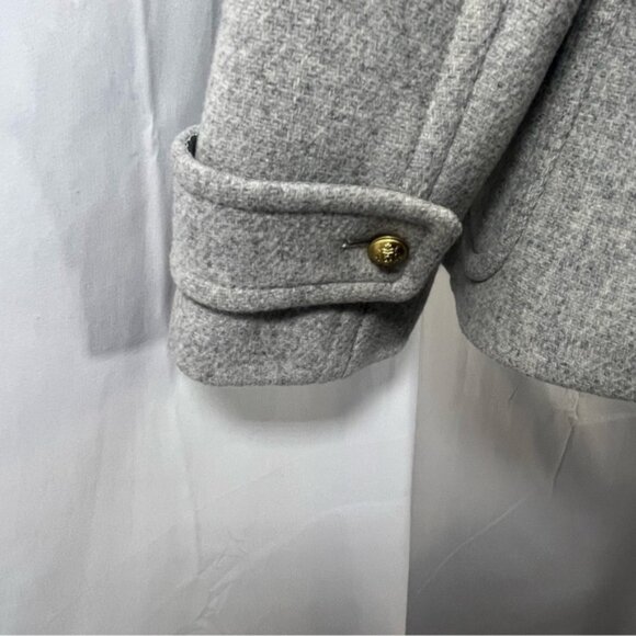 J. Crew Double Breasted Stadium Cloth by Nello Gori Pea Coat Light Gray Size 14 - Picture 9 of 11
